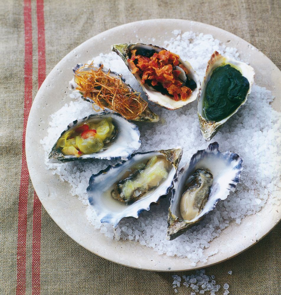 Oysters with laver bread & bacon from Wild Weed Pie: A Lifetime of Recipes by Janni Kyritsis and Rob