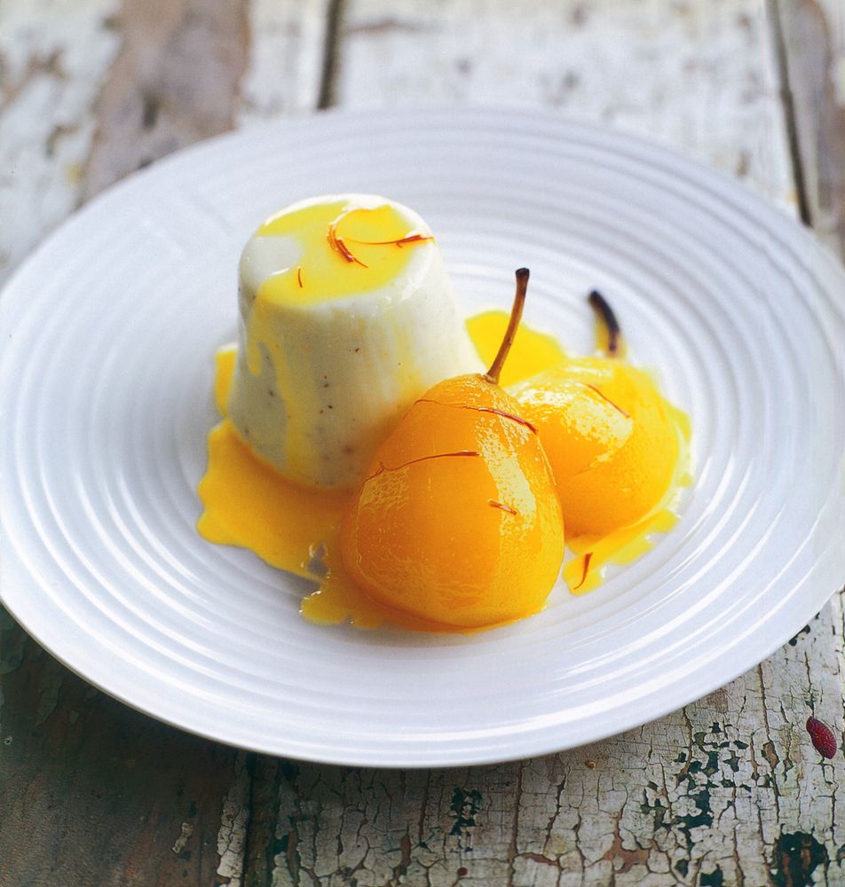 Cardamom yoghurt pudding + saffron pears from Wild Weed Pie A Lifetime