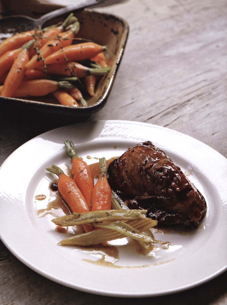 SlowCooked Shin of Veal with Roast Bone Marrow, Braised Celery and