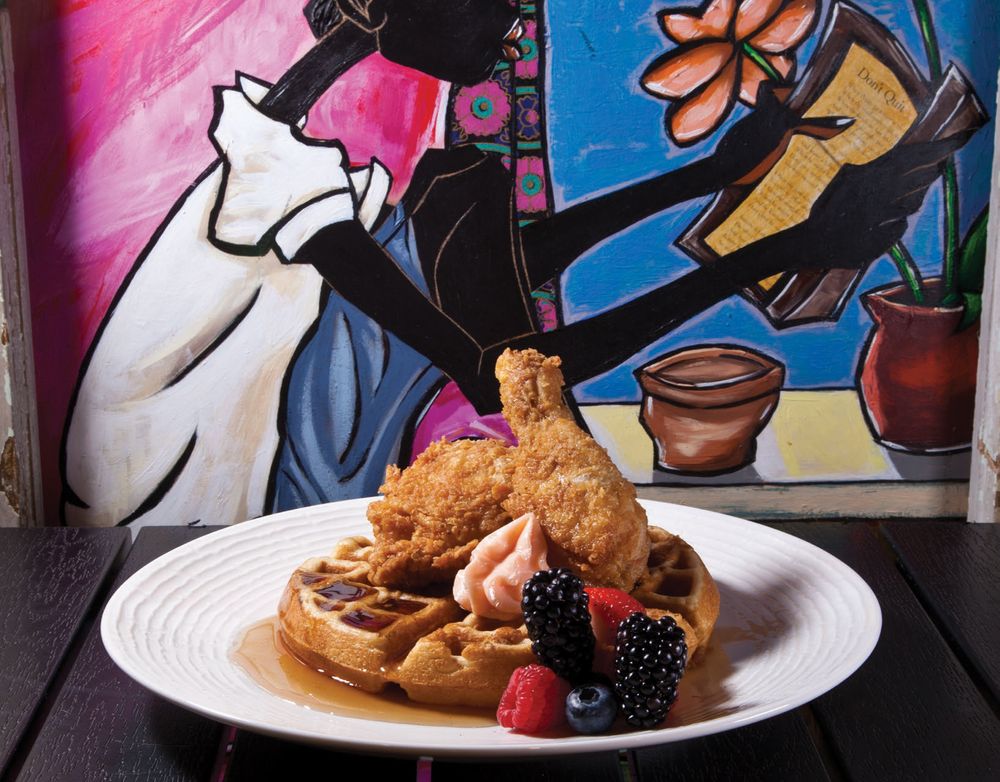 Throwdown Fried Chicken and Eggnog Waffles with Strawberry Butter from Toques in Black: The Extraord