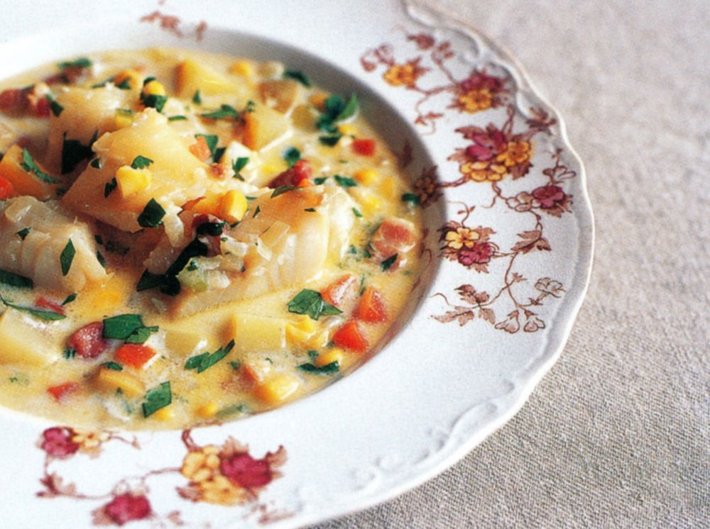 Smoked Fish Chowder from A Taste of the Unexpected by Mark Diacono