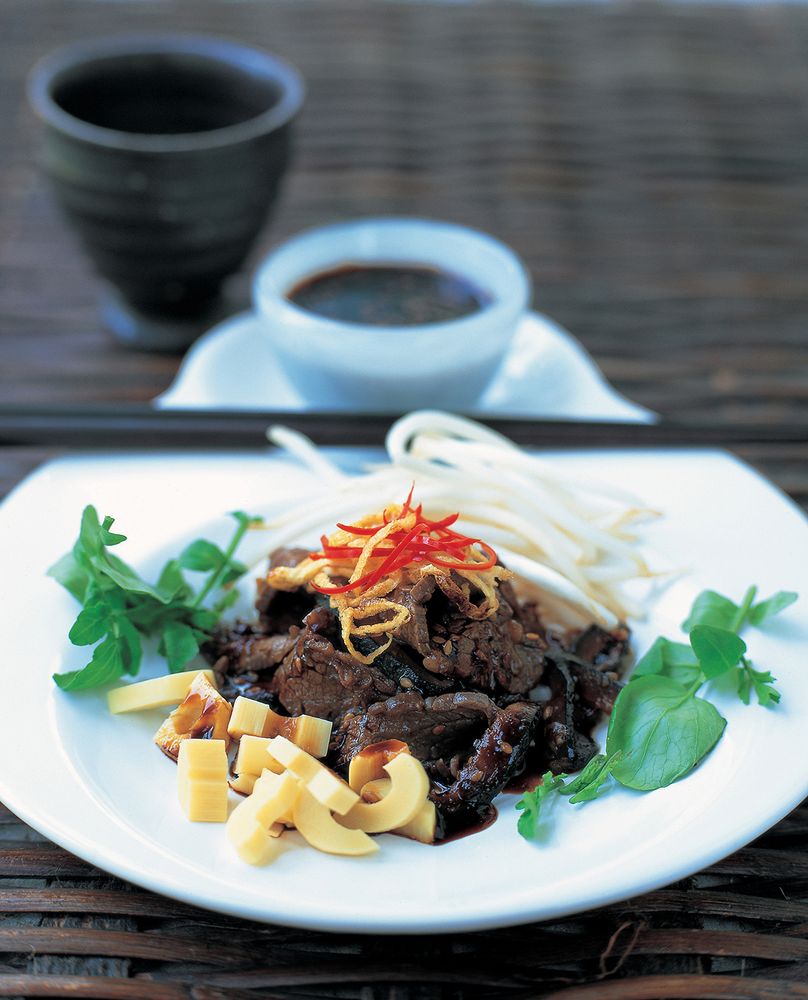 Bamboo shoot salad with persimmon & soy dressing from Taste of Korea by Young Jin Song