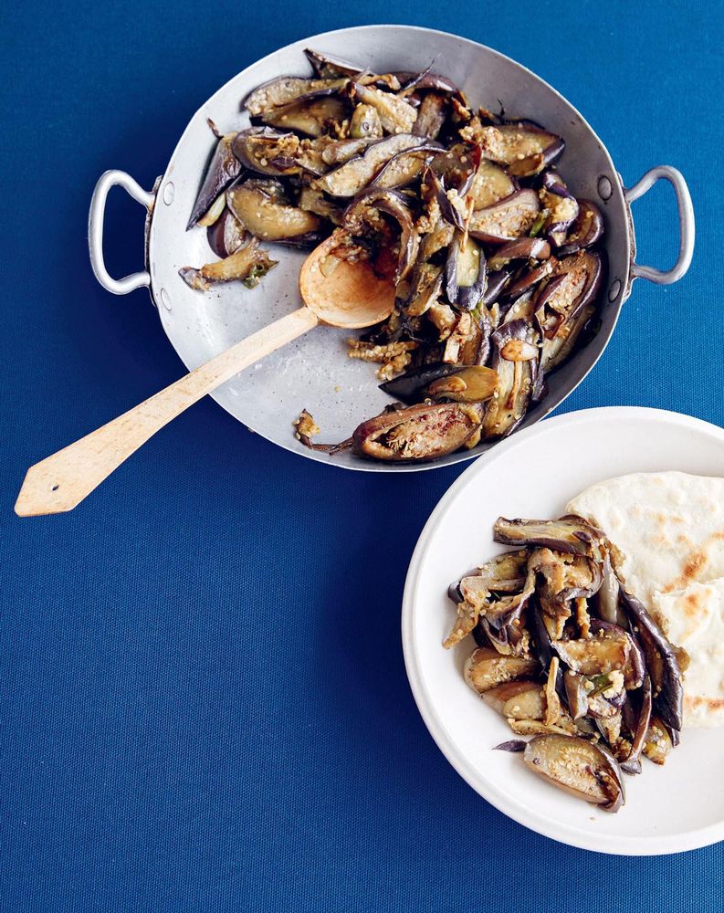 StirFried Baby Aubergines with Chilli from Taste Tibet Family recipes