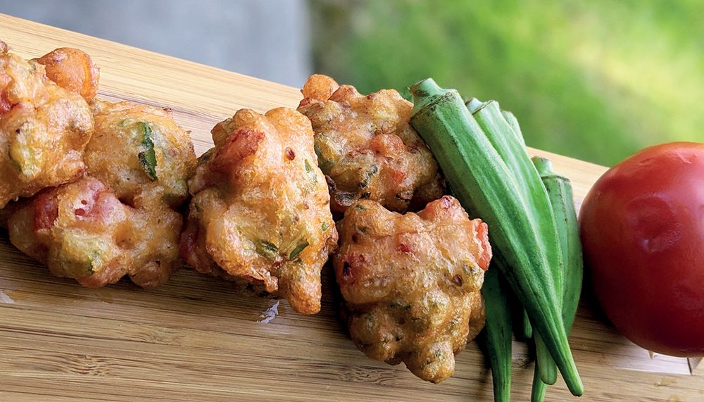 Okra Tomato Fritters from Taste the State Signature Foods of South Carolina and Their Stories