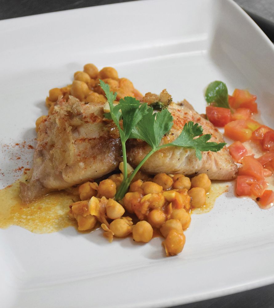 Fish Filet Over Chickpeas from A Taste of Cuba by Cynthia Carris Alonso