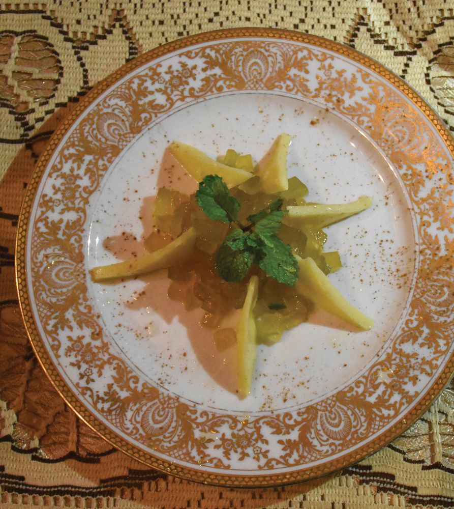 Green Papaya in Simple Syrup with Cheese from A Taste of Cuba by