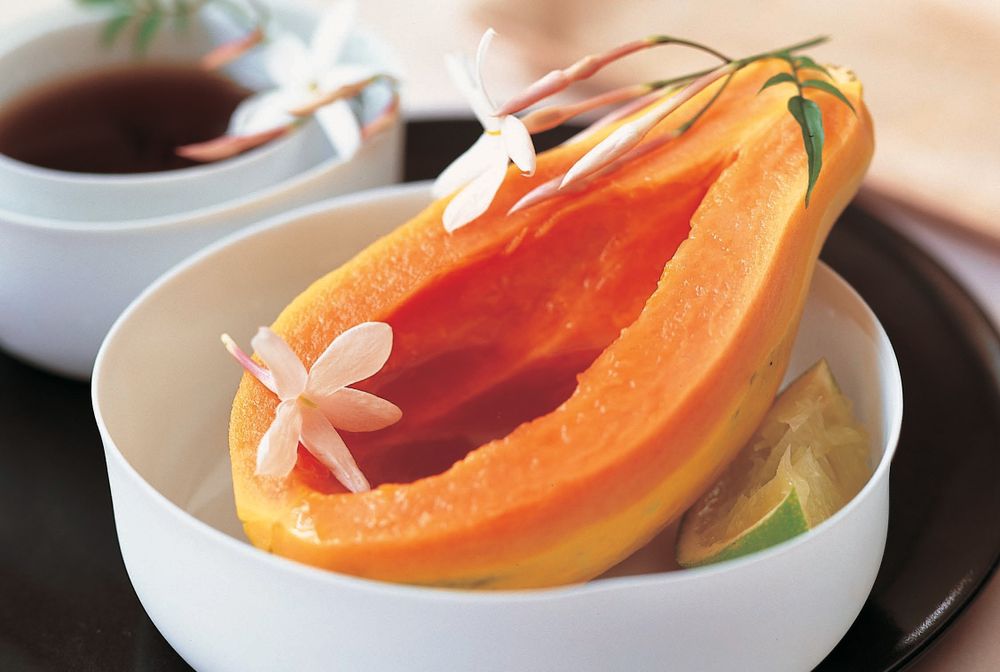 Papayas in Jasmine Flower Syrup from Thai Food and Cooking by Judy