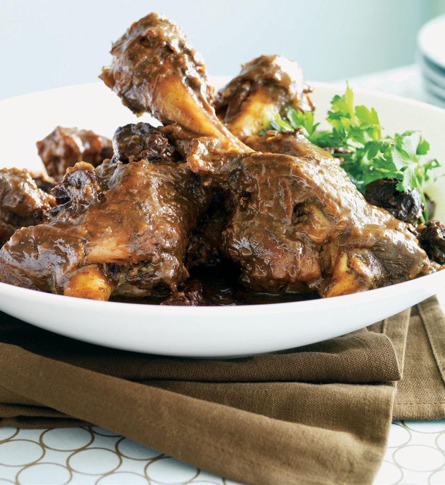 Lamb Shanks Braised with Prunes and Brandy from Art of the Slow Cooker