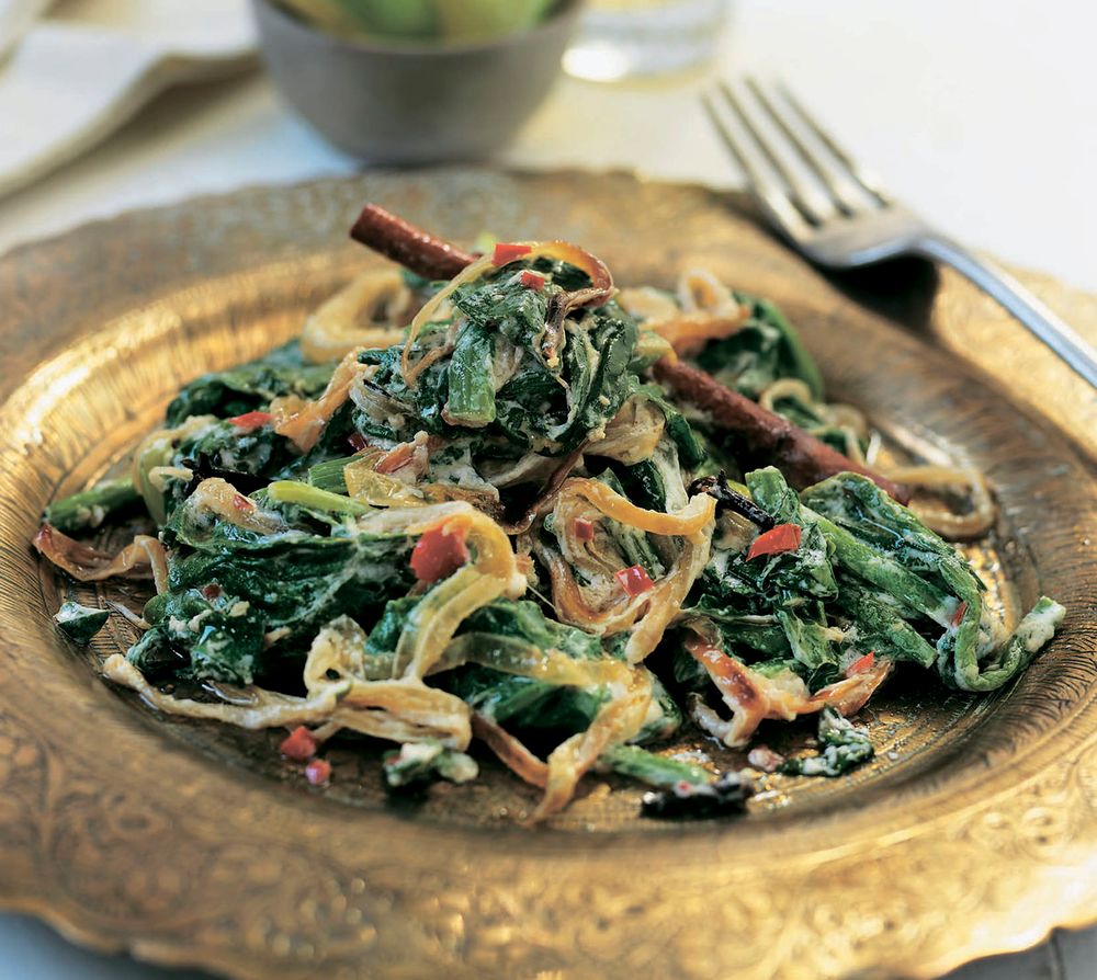 Spinach in clove-infused yogurt sauce from The Complete Indian Regional Cookbook: 300 Classic Recipe