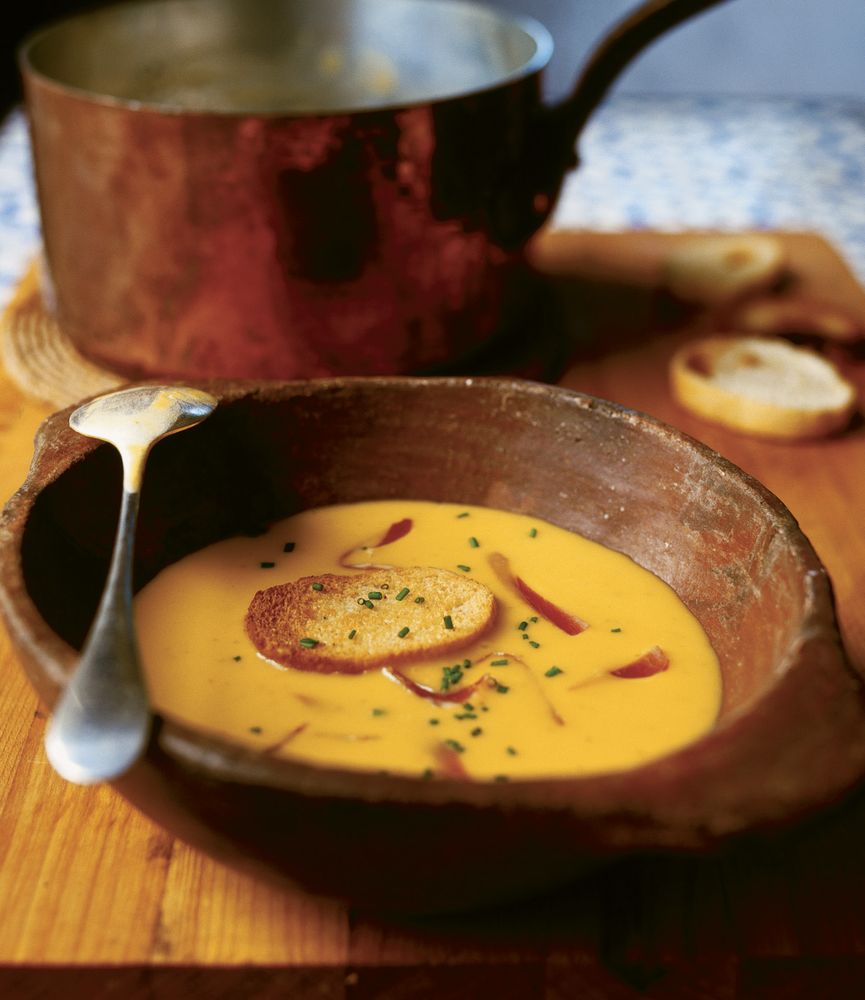 Autumn Squash Soup with Country Ham and Garlic Croutes from The Cooking of South West France by Paul