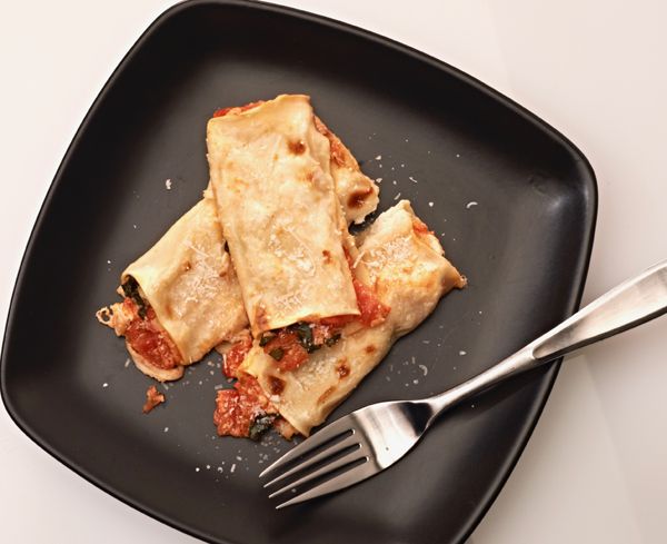 Cannelloni Filled with Fresh Tomato, Mozzarella and Basil from The Classic Pasta Cookbook by Giulian