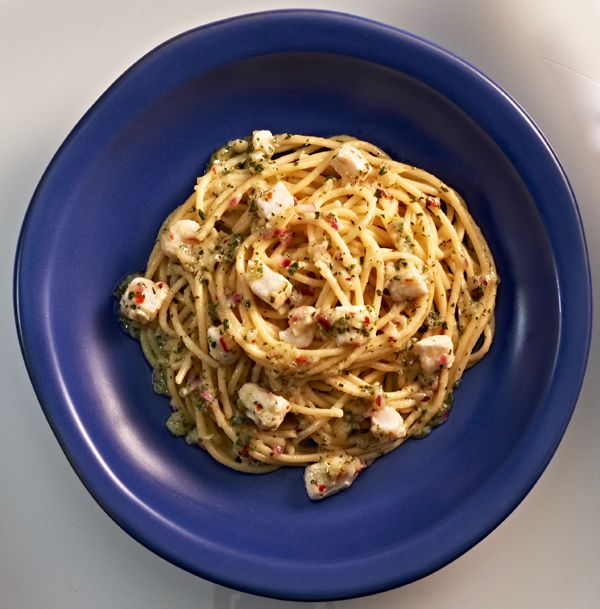 Spaghetti with Marinated Halibut from The Classic Pasta Cookbook by Giuliano Hazan
