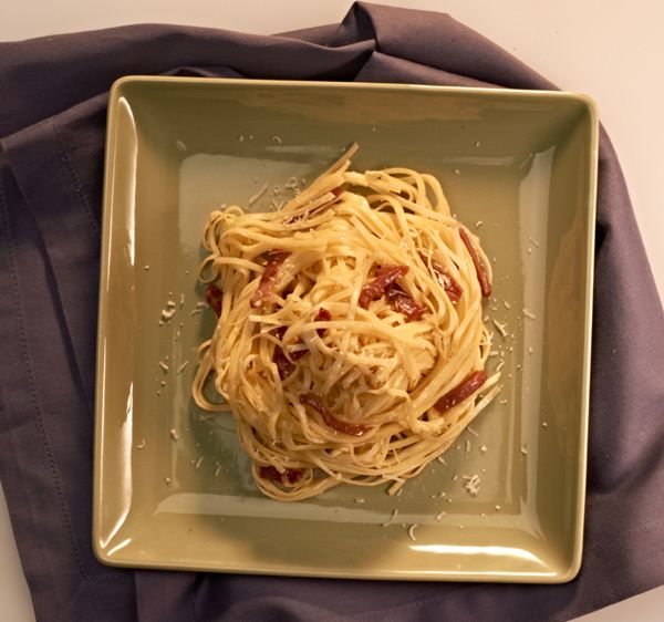 Tagliolini with Prosciutto from The Classic Pasta Cookbook by Giuliano Hazan