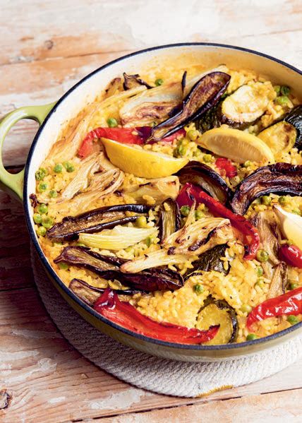 Roast fennel and aubergine paella from The Flexible Vegetarian by Jo Pratt