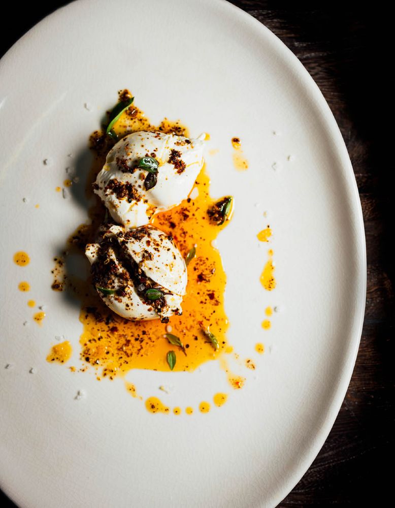 Burrata with Chilli Oil + Thai Basil from The Flavor Equation by Nik Sharma