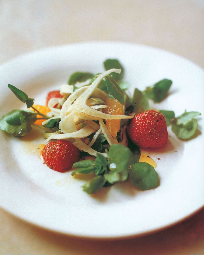 Fennel and Peppered Strawberry Salad from The Gate Easy Vegetarian Cookbook by Michael Daniel