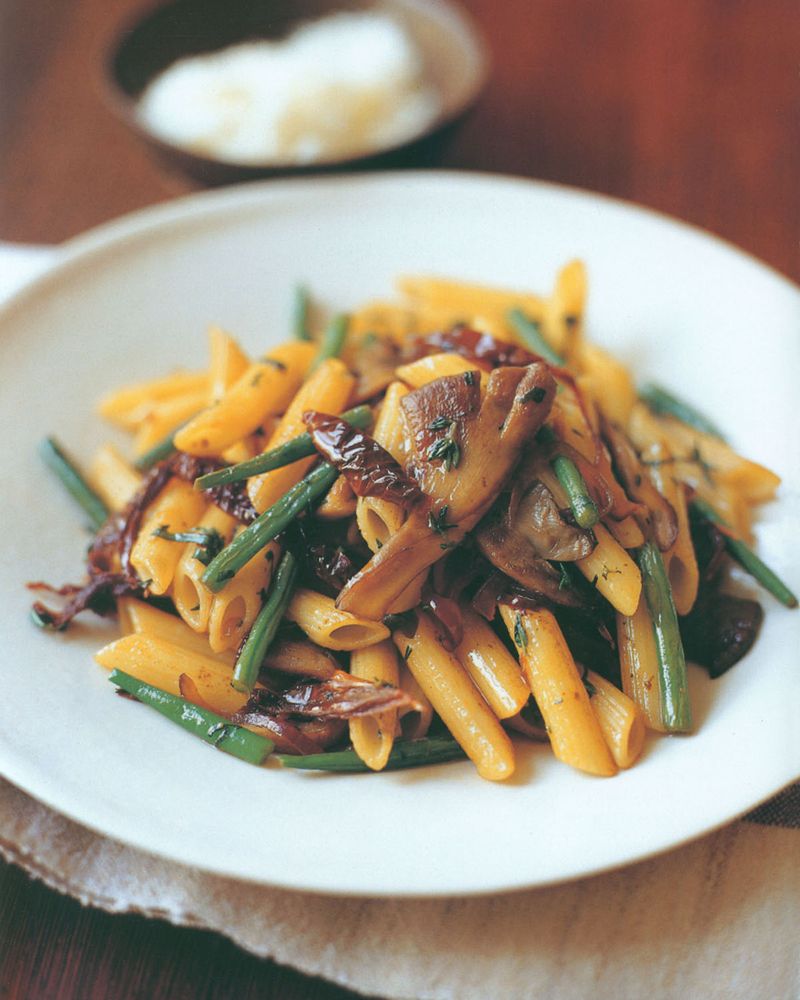 Penne with Oyster Mushrooms and Sun-dried Tomatoes from The Gate Easy Vegetarian Cookbook by Michael
