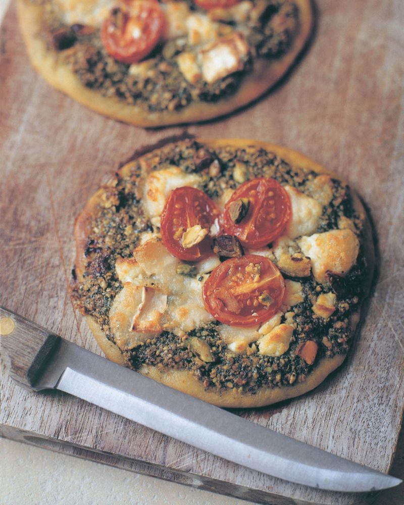 Baby Pizzas with Pistachio Pesto and Goat’s Cheese from The Gate Easy