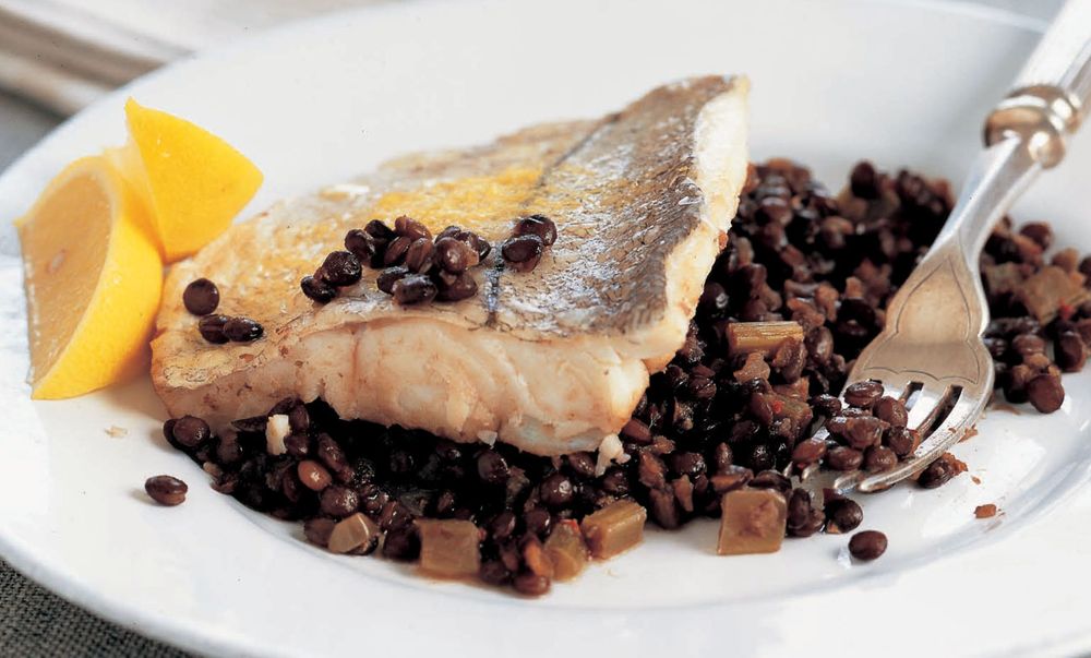 Haddock with Spicy Puy Lentils from The Lentil Cookbook by Ghillie Basan