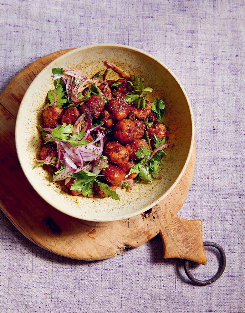 Honeyed Meatballs with Pistachios from The Nutmeg Trail by Eleanor Ford