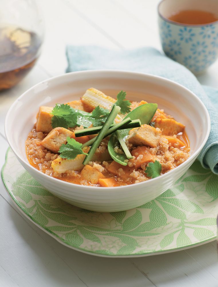 Tofu and quinoa laksa from The Tofu Cookbook by Becky Johnson