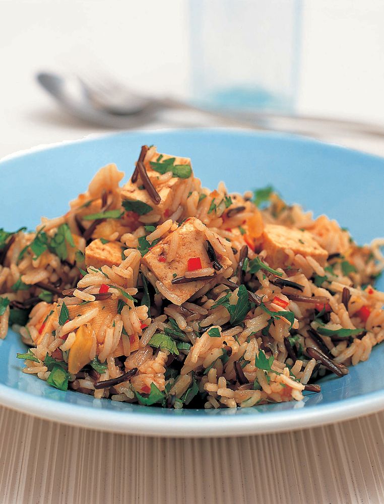 Tofu and wild rice from The Tofu Cookbook by Becky Johnson