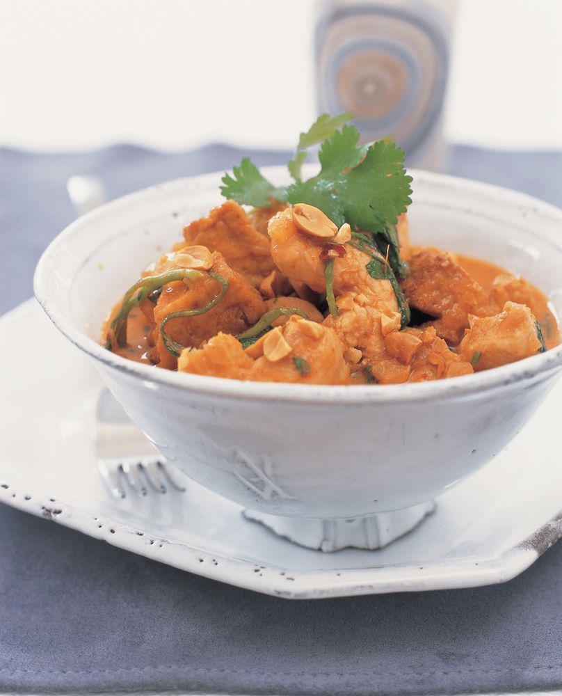 Thai curry with chicken and tofu from The Tofu Cookbook by Becky Johnson