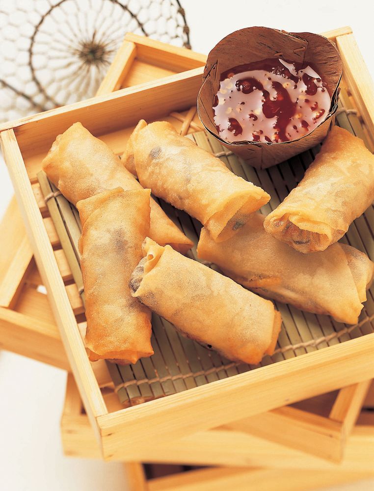 Tofu spring rolls from The Tofu Cookbook by Becky Johnson