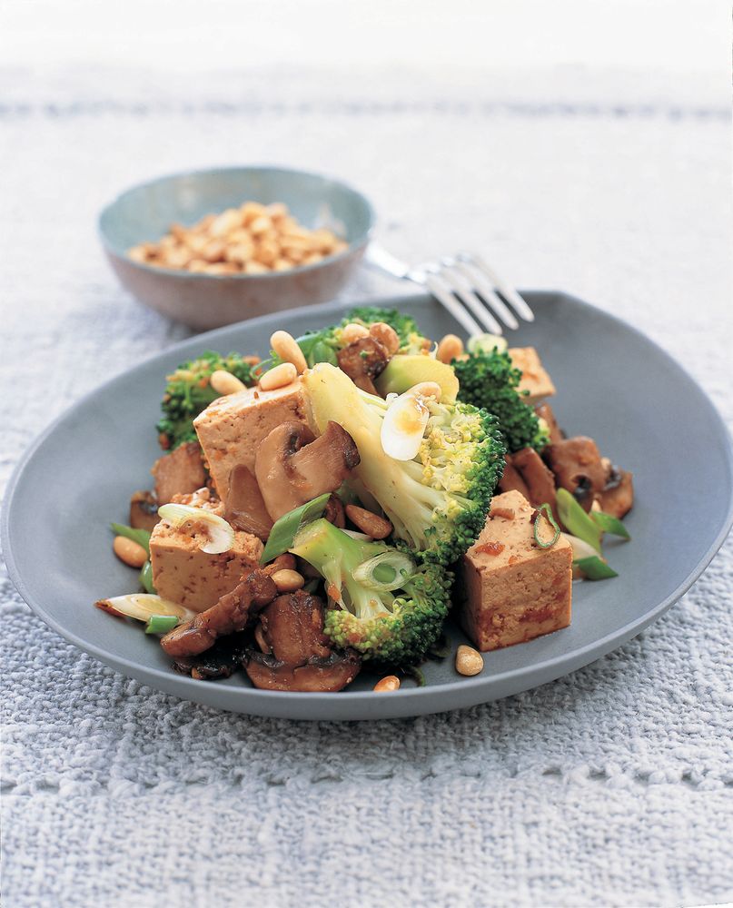 Tofu, broccoli and mushroom salad from The Tofu Cookbook by Becky Johnson