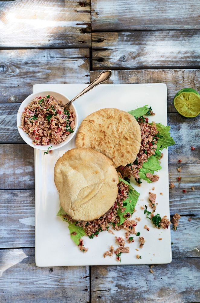 Pita with Mas Huni from The Tinned Fish Cookbook: Easy-To-Make Meals from Ocean to Plate by Bart van