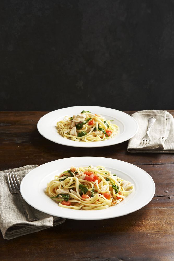 Linguine with Crab and Arugula from Giuliano Hazan's Thirty Minute Pasta by Giuliano Hazan