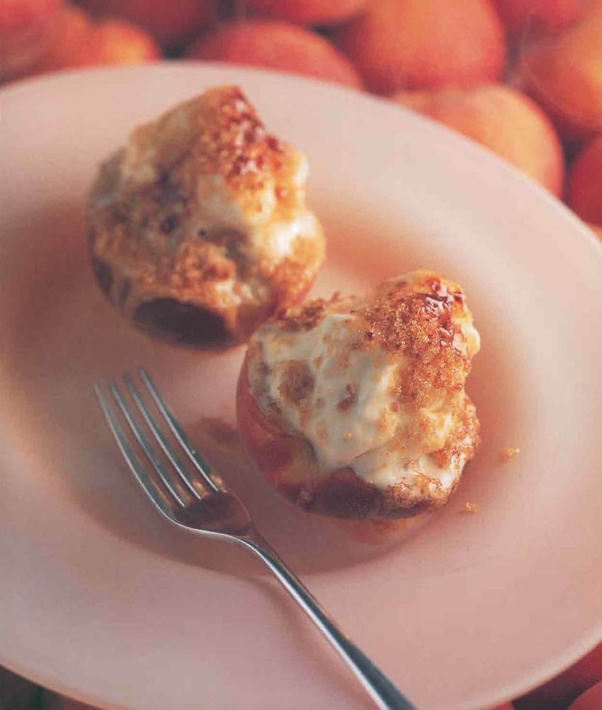 Grilled Peaches and Cream from Two Fat Ladies Obsessions by Clarissa Dickson Wright