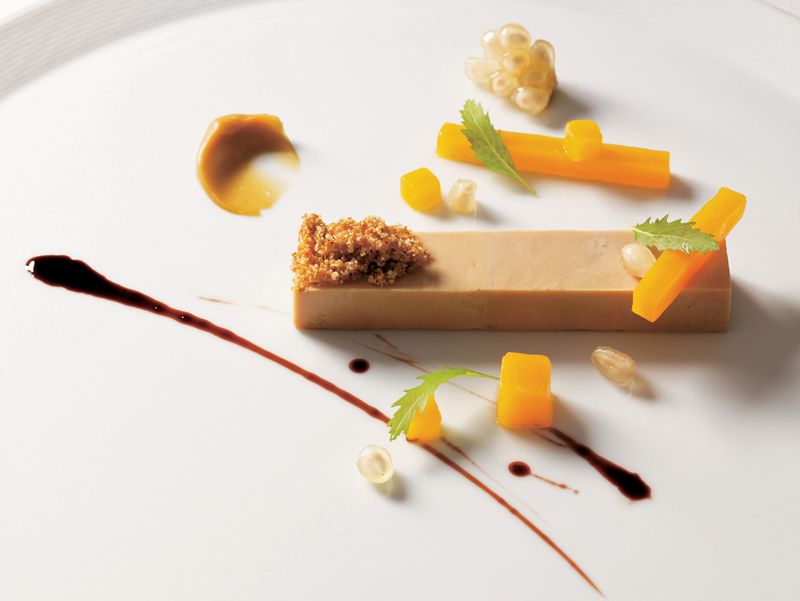 ChaudFroid of Moulard Duck Foie Gras, Musquée de Provence, Pomegranate