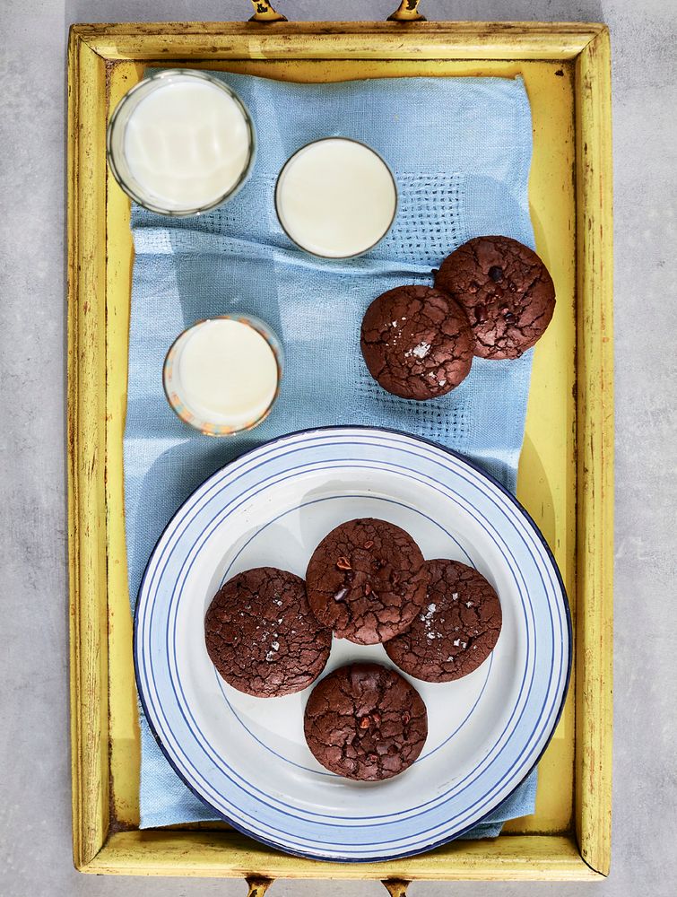 Chocolate Fudge Cookies from The Vegetarian Kitchen by Prue Leith and Peta Leith
