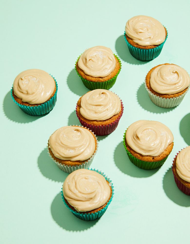 CaramelFilled Banana Cupcakes with Penuche Frosting from The Vintage